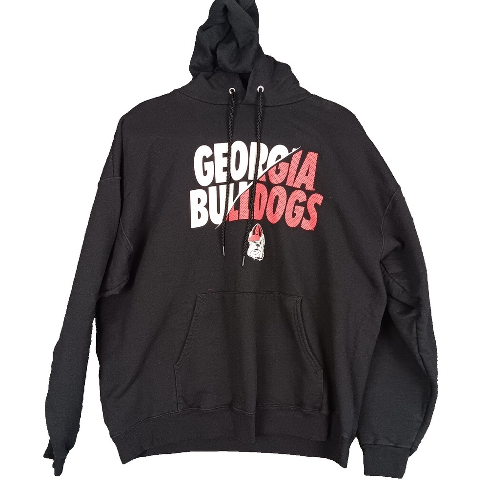 Georgia Bulldogs Sweatshirt Men's Large Black UGA‎ Hoodie Hanes Go Dawgs!